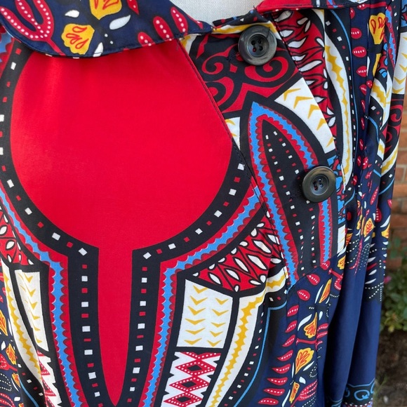 R & B Collections • Boho • Red/Blue • Geometric Design • Dress • Size X-Large - Picture 8 of 12